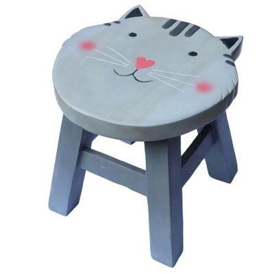 Child's wooden stool, cat (FWST2808)
