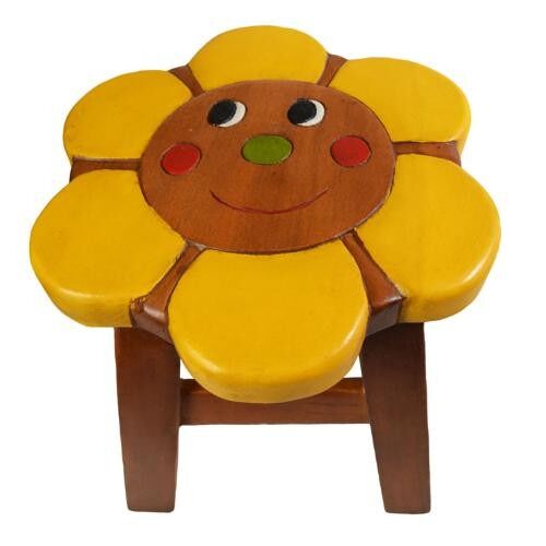 Child's wooden stool, yellow flower (FWST2810)