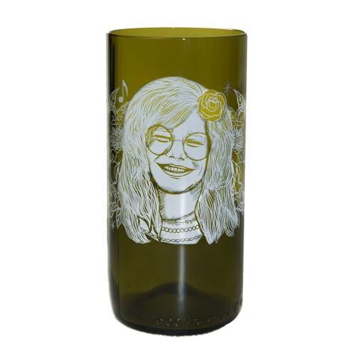 Tumbler made from recycled glass bottle, Janis Joplin 15cm (GG100B)