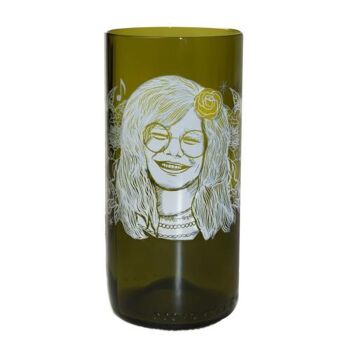 Gobelet en bouteille de verre recyclé, Janis Joplin 15cm (GG100B) 1