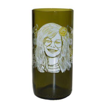 Gobelet en bouteille de verre recyclé, Janis Joplin 15cm (GG100B) 2