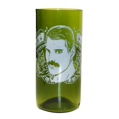 Tumbler made from recycled glass bottle, Freddie Mercury 15cm (GG100F)