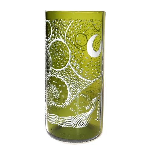 Tumbler made from recycled glass bottle, The Starry Night Vincent van Gogh 15cm (GG101C)