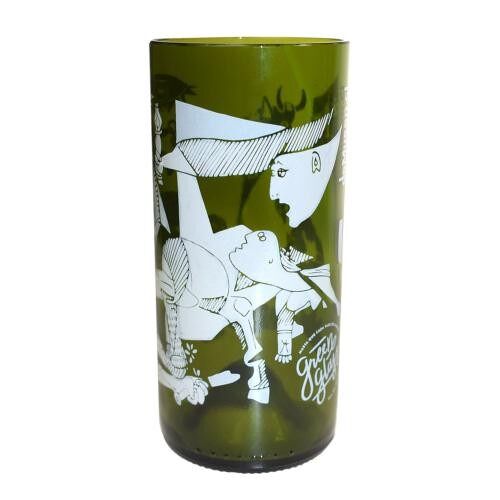Tumbler made from recycled glass bottle, Guernica Pablo Picasso 15cm (GG101F)
