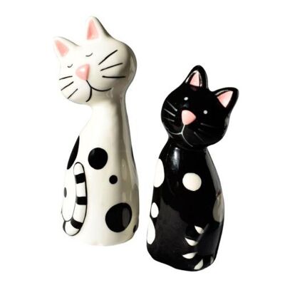 Salt and pepper pots black and white cats (HCSP200)
