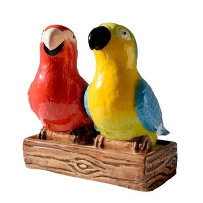 Salt and pepper pots red and blue parrots (HCSP201)
