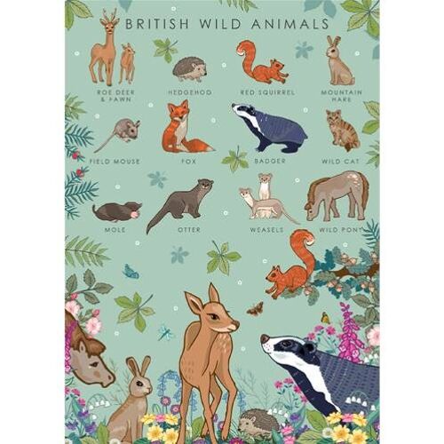 Greetings card "British wild animals" 12x17cm (HOG57AS64)