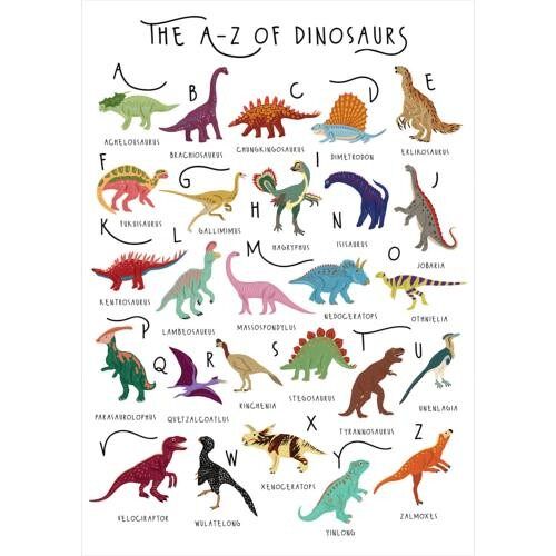 Greetings card "A-Z of dinosaurs" 12x17cm (HOG57BB52)