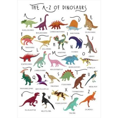 Greetings card "A-Z of dinosaurs" 12x17cm (HOG57BB52)