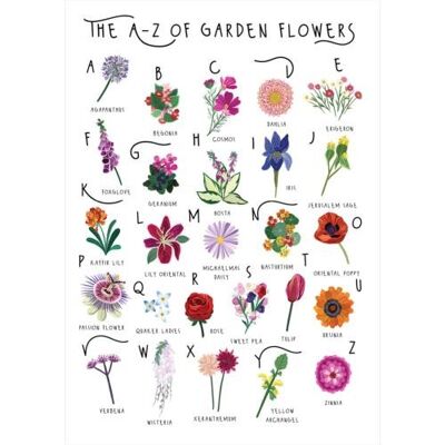 Greetings card "A-Z of Garden Flowers" 12x17cm (HOG57BB61)