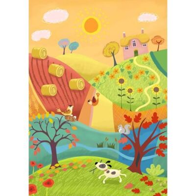 Greetings card "Sunny Fields" 12x17cm (HOG57ES01)