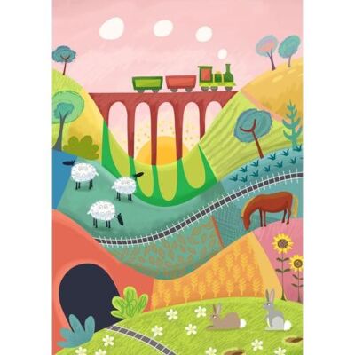 Greetings card "Train in the distance" 12x17cm (HOG57ES02)