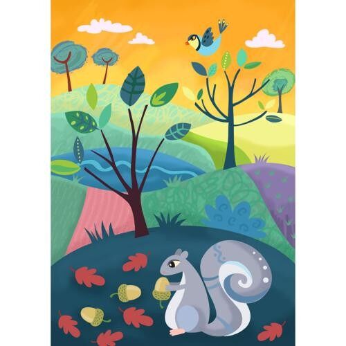 Greetings card "Squirrel eating acorns" 12x17cm (HOG57ES03)