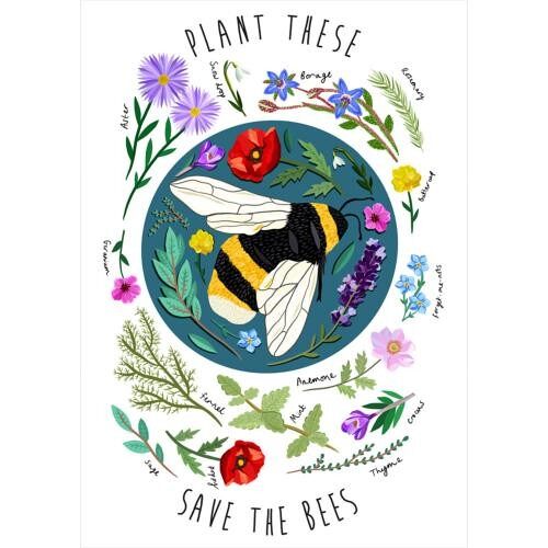 Greetings card "Save the bees" 12x17cm (HOG57TW01)