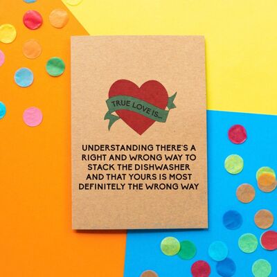 Funny Valentine's Day Card | Dishwasher stacking