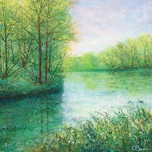 Greetings card "Tranquility at the water's edge" 16x16cm (HOGRT123)