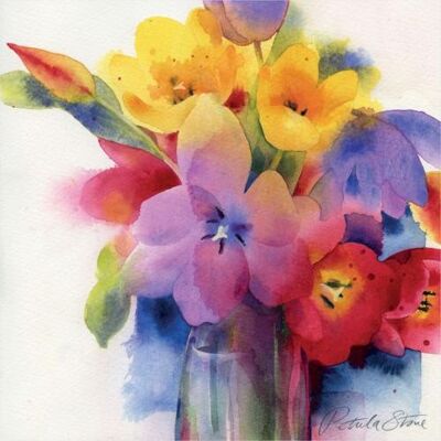 Greetings card "Colourful flowers" 16x16cm (HOGRT135)