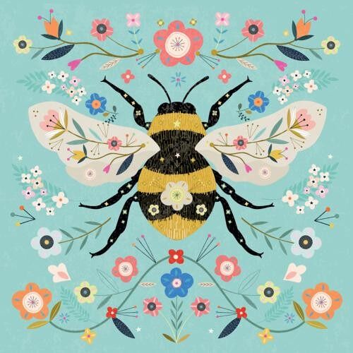 Greetings card "Honey Bee" 16x16cm (HOGRWN109)