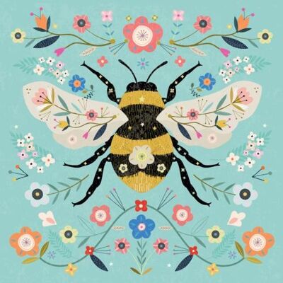 Greetings card "Honey Bee" 16x16cm (HOGRWN109)