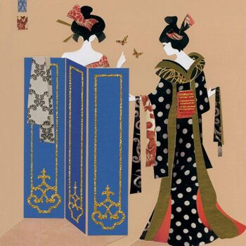 Carte de voeux "Dames japonaises" 16x16cm (HOGTOK109) 2
