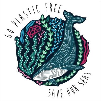 Greetings card "Go plastic free save our seas" 16x16cm (HOGTW102)