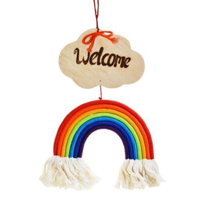 Rainbow hanging with 'Welcome' sign (HOPE02)