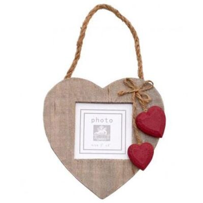 Hanging heart frame with 2 red hearts (HWPAA26)