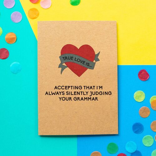 Funny Valentine's Day Card | Silently Judging Your Grammar