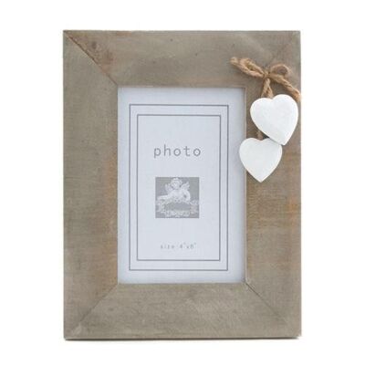 Frame wood hanging white hearts (HWPBA67)