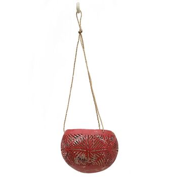 Jardinière suspendue/support de lumière en noix de coco rouge 10x8cm (ID06) 2