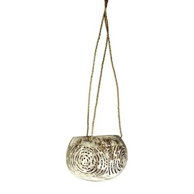 Coconut hanging planter/light holder white 10x8cm (ID08)