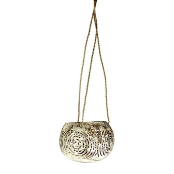 Jardinière suspendue/support de lumière en noix de coco blanc 10x8cm (ID08) 2