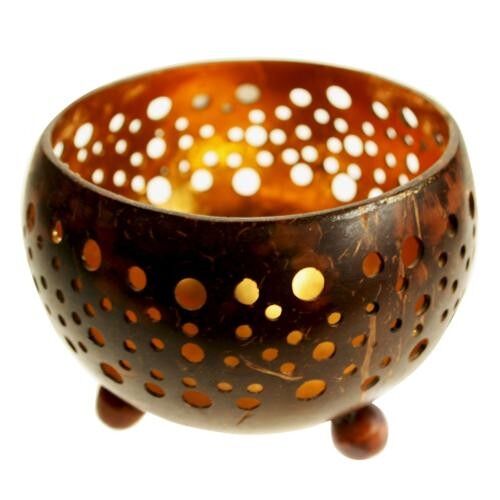 Coconut bowl gold colour lacquer inner 10x7cm (ID14)