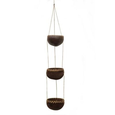 Coconut planter/light holder 3-tier natural (ID28)