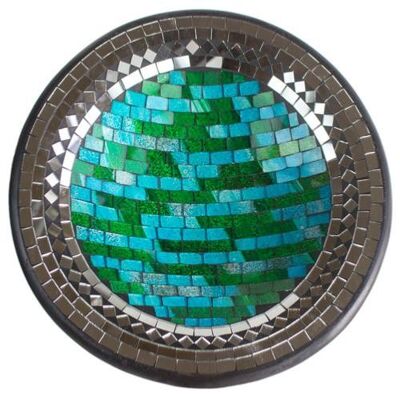 Bowl, mosaic, 30cm turquoise with mirrors (JCQER19703)