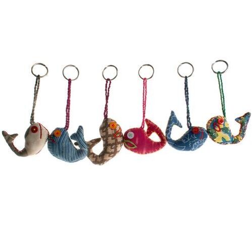 Keychain, fish, recycled fabric assorted colours (JUG18702)