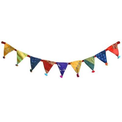 Garden flags/bunting, recycled fabric assorted colours (JUG18705)