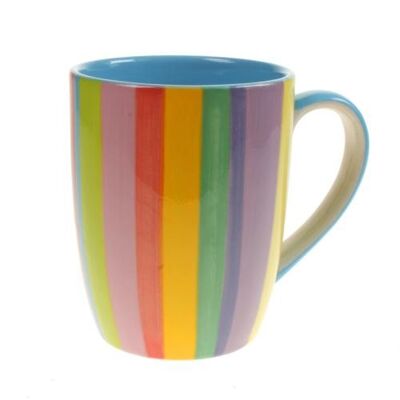 Rainbow mug, vertical stripes, blue inner (KC2101)