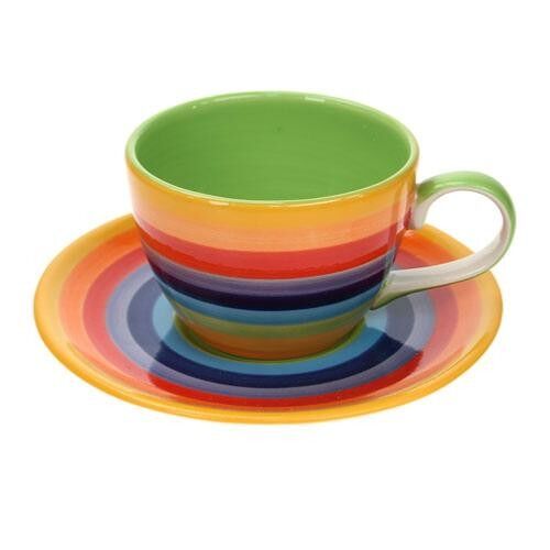 Rainbow coffee cup and saucer (KCCU808)