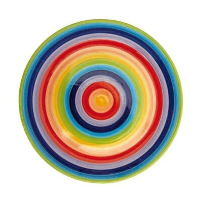 Round plate rainbow stripes ceramic hand painted 22cm diameter (KCPU803)