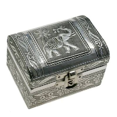 Aluminium jewellery/trinket box trunk, elephant, 9x6x6cm (KR001)