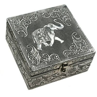 Aluminium jewellery/trinket box, elephant, 10x10x5cm (KR002)