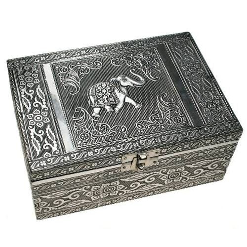 Aluminium jewellery/trinket box, elephant, 17.5x12.5x8cm (KR003)