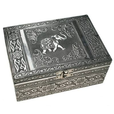 Aluminium jewellery/trinket box, elephant, 17.5x12.5x8cm (KR003)