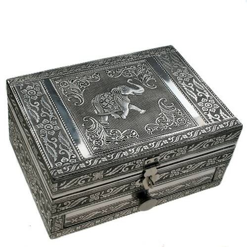 Aluminium jewellery/trinket box, elephant, 17.5x12.5x8.5cm (KR004)