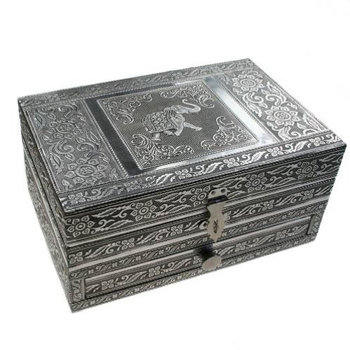 Aluminium jewellery/trinket box, elephant, 22.5x15x11cm (KR005)