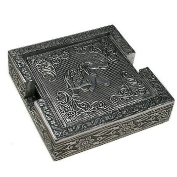 Ensemble de 6 sous-verres en aluminium dans un support, éléphant, 13x13x3,5 cm (KR007) 1