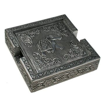 Ensemble de 6 sous-verres en aluminium dans un support, éléphant, 13x13x3,5 cm (KR007) 2