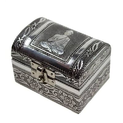 Aluminium jewellery/trinket box trunk, Buddha, 9x6x6cm (KR011)