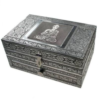Aluminium jewellery/trinket box, Buddha, 22.5x15x11cm (KR015)